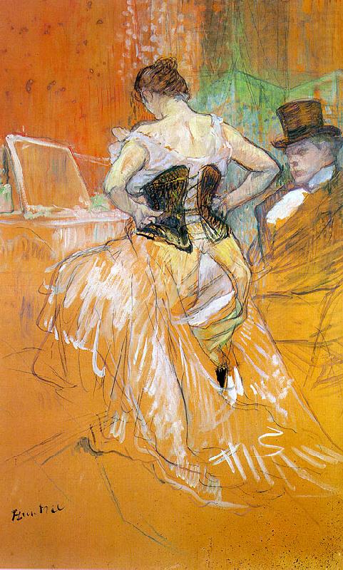  Henri  Toulouse-Lautrec Woman in a Corset (Study for Elles) china oil painting image